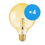 Lot 4x Ledvance Vintage 1906 LED E27 Dorée 4W 410lm - 824 Blanc Très Chaud | Équivalent 40W